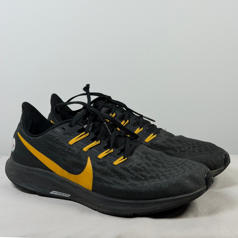 Nike Air Zoom Pegasus 36 Pittsburgh Steelers Black Yellow Mens Size 11.5